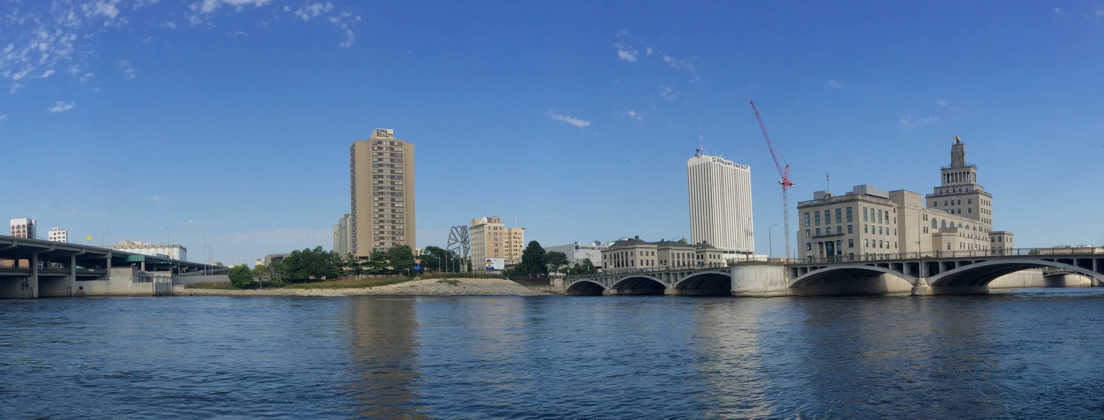 A panorama of the Cedar Rapids Riverside downtown